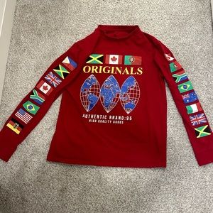 Mens Graphic Countries Print Long Sleeve T-Shirt